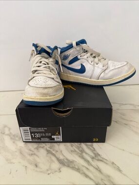 Nike Kids White and Royal Blue High-Top Sneakers